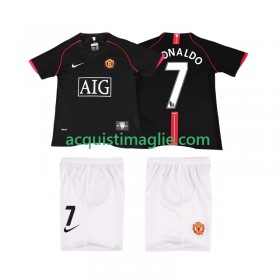 Divisa di Calcio Manchester United Ronaldo 7 2007 2008 Retro Bambino Trasferta